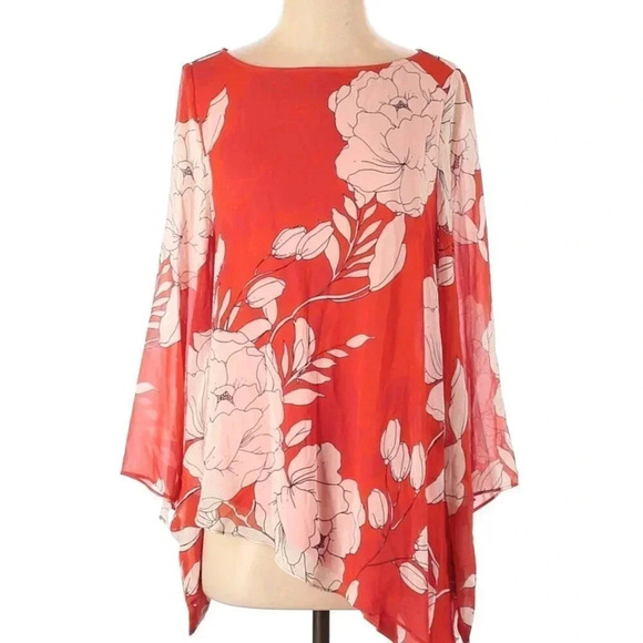CHICO'S Asymmetrical Contemporary Floral Tunic Top - Picture 1 of 10